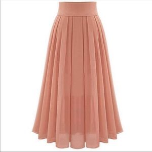 Blush Pink Pleated Sheer Skirt
